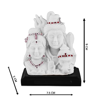 Shiv Parvati Ganesha Shiv PARIVAR Gift Statue Idol Showpiece Murti_White