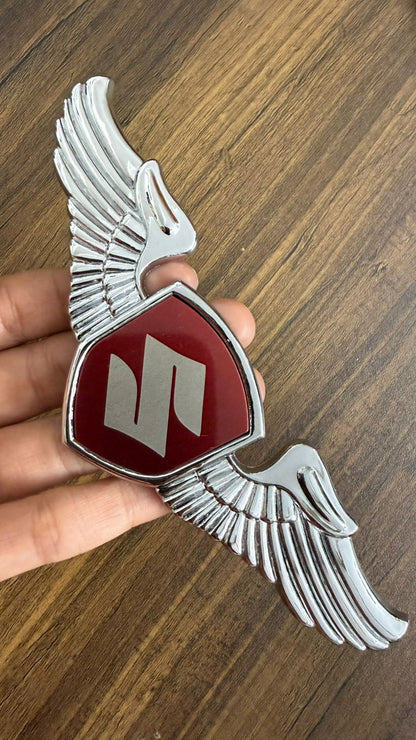 Car Front Hood Emblem– 3D Metal Wing Logo Badge, Self Adhesive Chrome Finish Car Bonnet Logo,