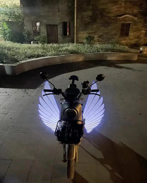 Motorcycle Angel Wings Projection Light Kit, Underbody Waterproof Ghost Shadow Lights for Motorcycles - Universal (White -Pack of Pair)
