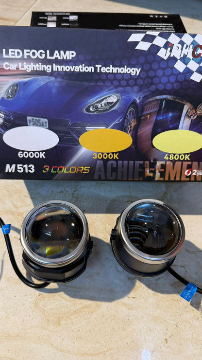 IPH M-513 LED Fog Lamp for Car | 3 Color Modes 3000K Yellow / 4800K Warm White / 6000K White | High Brightness Fog Light | Universal Fit (Set of 2)