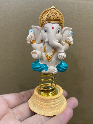 RACE MINDS Lord Ganesha Car Dashboard Household Car Decor Spring Idol for Office Decor Or Jumping Idol