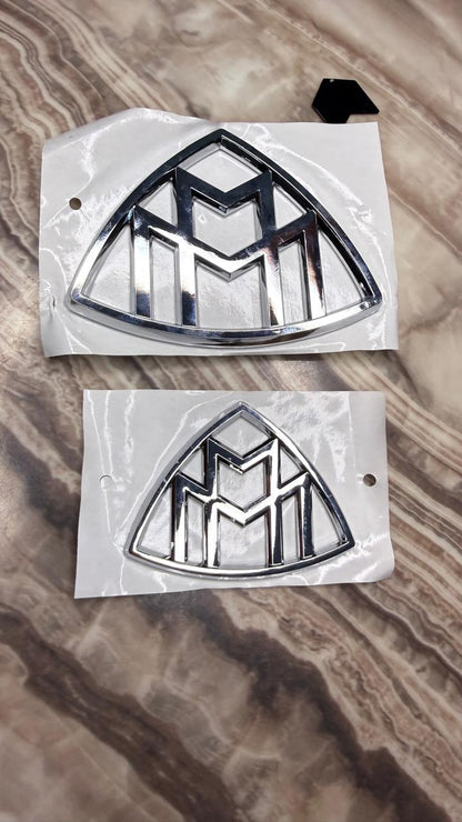Luxury Maybach Logo Car Emblem Sticker – 3D Chrome Metal Badge Decal for Car Hood, Trunk, Grill & Body Decoration (Small/Large)