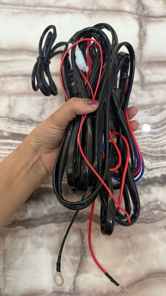 Universal Auxiliary Light Wiring Harness Kit with Switch | 12V 40A Relay | Plug & Play Wiring for Fog Lights, LED Light Bar, Driving Lights | Dual Switch Control with Indicator