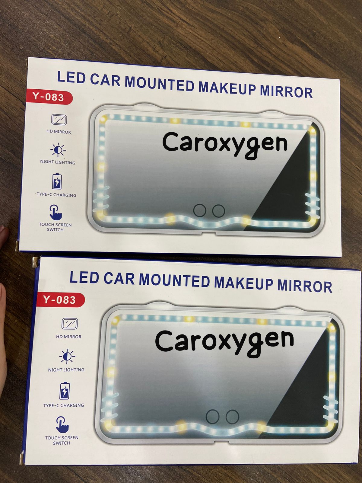 Car Visor Mirror Car Makeup Mirror with LED Lights for Car Truck SUV Rear View Mirror Sun-Shading Cosmetic Mirror with Touch Screen USB Power