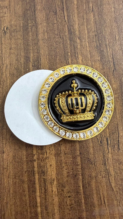 Luxury King Crown Car Sticker with Crystal Rhinestones | 3D Royal Emblem Badge | Size L-2,B-2 cm