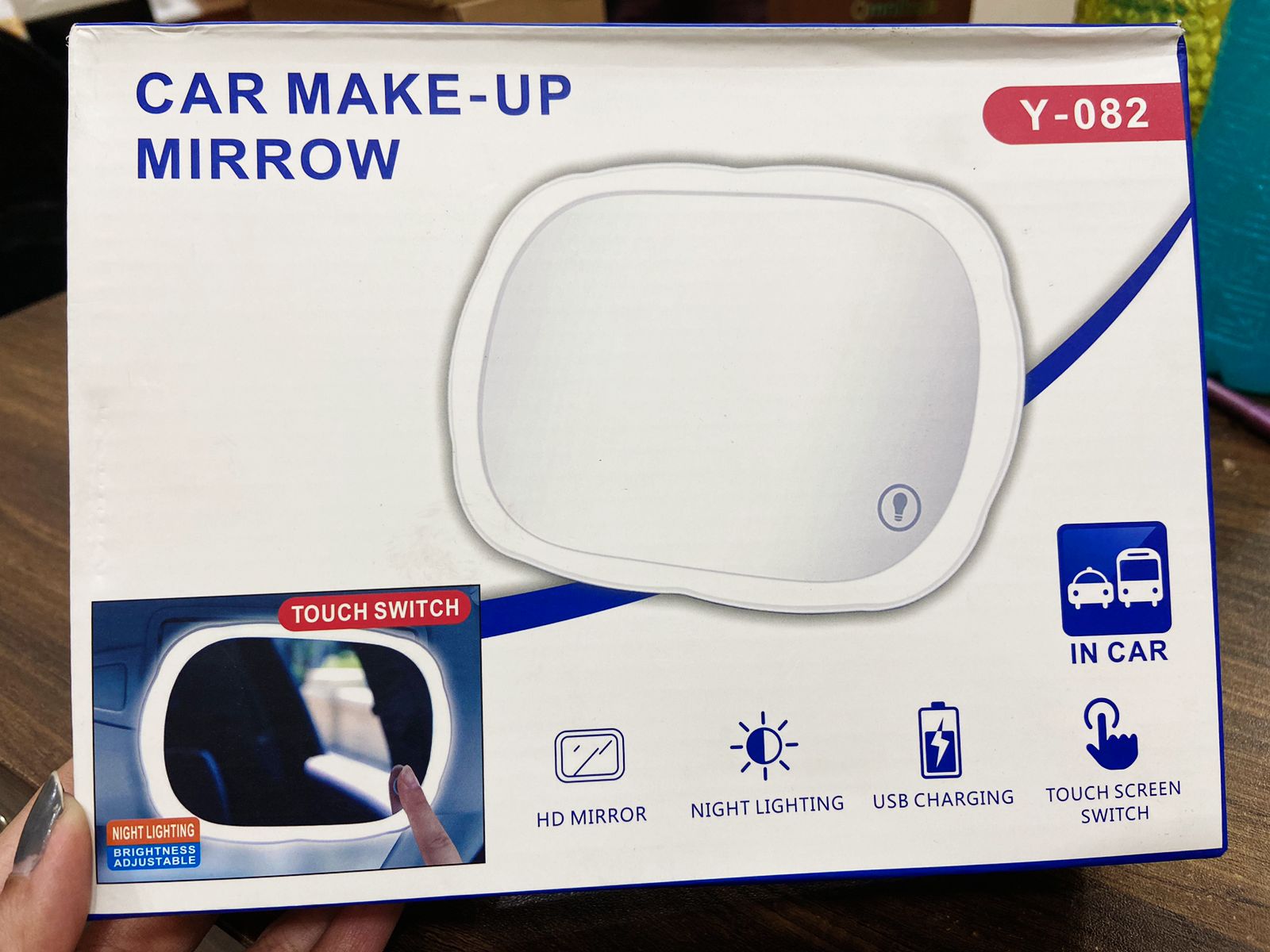 LED Lighted Clip-On Sun Visor Vanity Mirror – Rechargeable, For Car/Truck