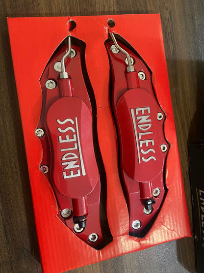 2pcs Car Aluminum Endless Brake Caliper Protector Cover for Wheel Hub 14in-15in Small Red