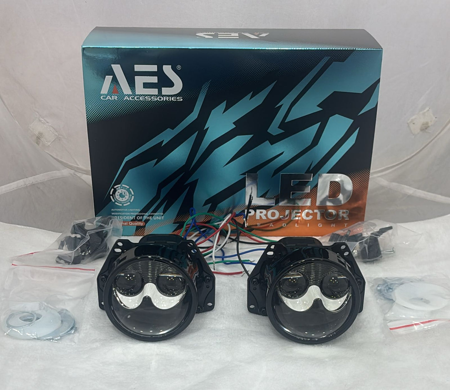AES LED Projector Headlight Bi LED Lans fog lamp universal fit for car motorcycle - 3inch