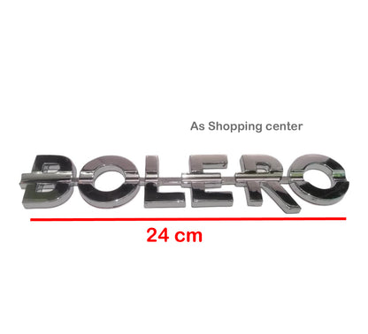 Bolero CAR Emblem Monogram/logo/Badge/Decals/3D/sticker ABS Plastic Colour (Silver,Chorme) Pack of 1 -(24 CM)
