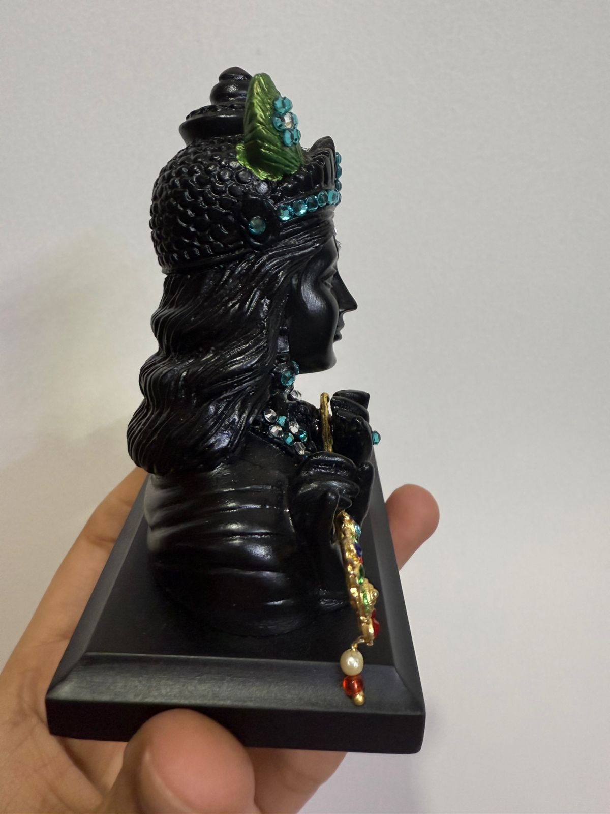 Ride2joy Black Lord Krishna Car Dashboard Idol Decorative Showpiece - 10 cm (Marble, Black)