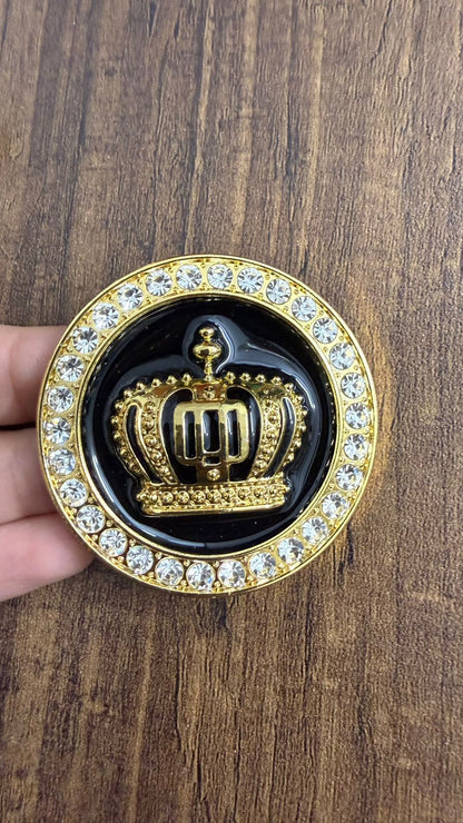 Luxury King Crown Car Sticker with Crystal Rhinestones | 3D Royal Emblem Badge | Size L-2,B-2 cm
