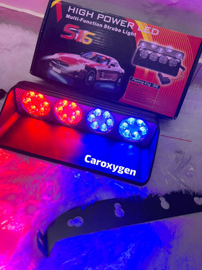 24 LED Strobe Police Flashing Light for Car Truck Windshield Suction Cup Safety Emergency Flasher Beacon Warning Lamp Assembly S24 - With Remote