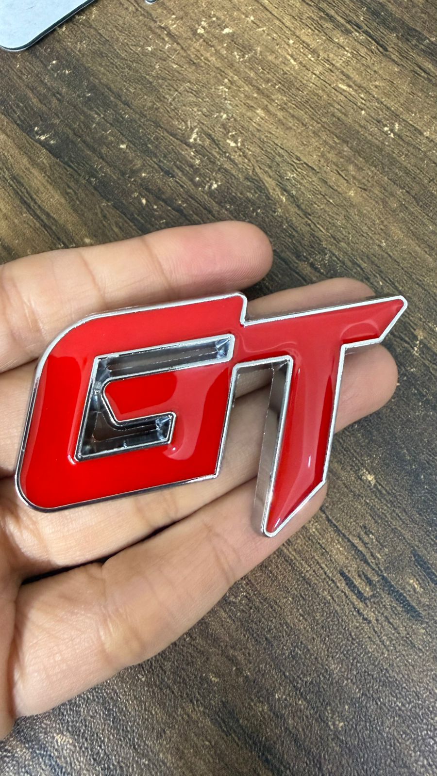 GT Car Badge 3D Logo Metal Emblem Automotive Sticker Decal Flexes to Cars, Motorcycles, Laptops, Windows, Any Smooth Surface 6 cm X 3.8 cm Red & Silver