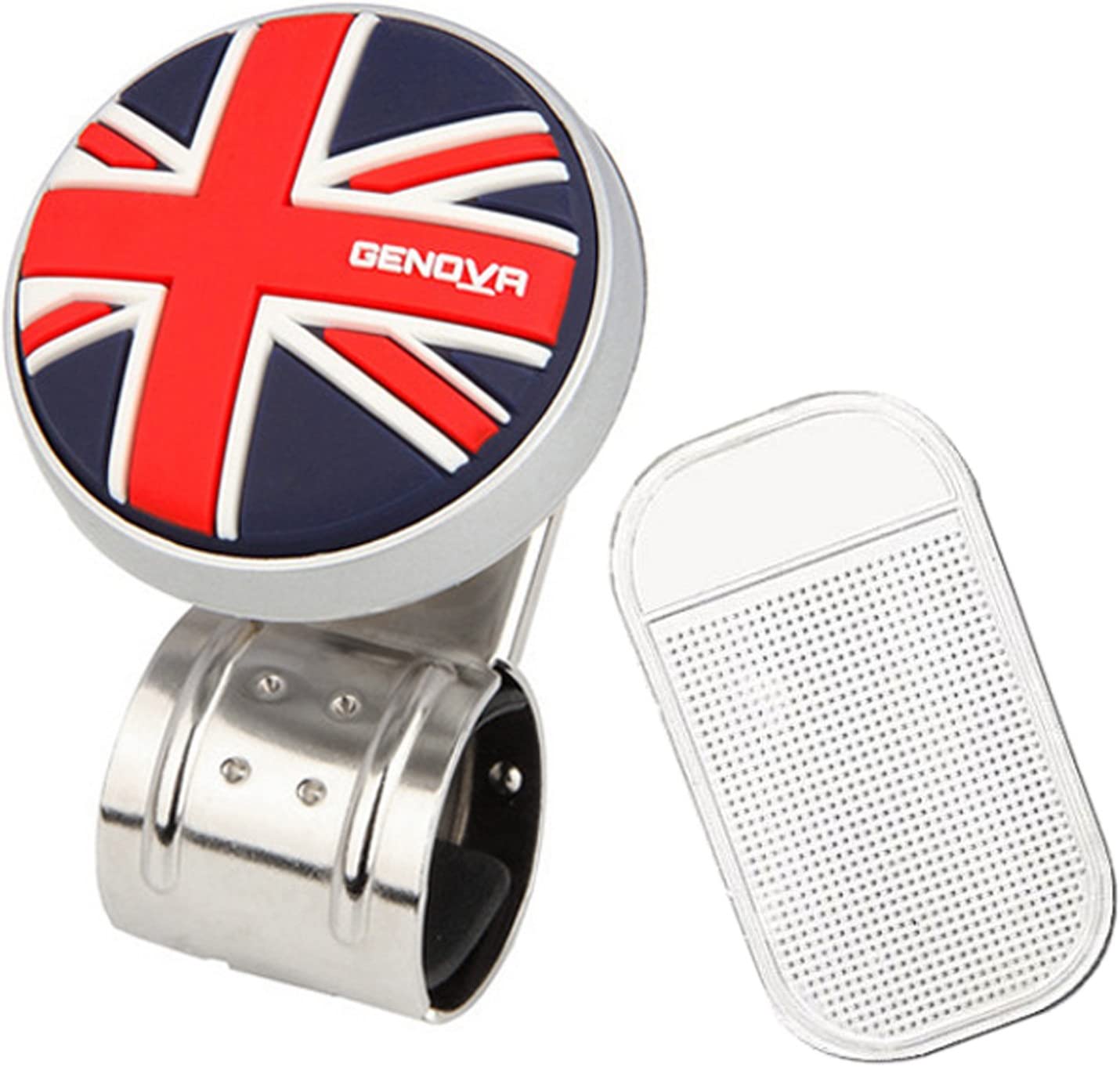 GotoShop Union Jack Logo Car Steering Wheel Power Handle Spinner Suicide Accessory Knob/Gift Non-Slip Pad (UnionJack Logo)