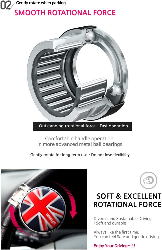 GotoShop Union Jack Logo Car Steering Wheel Power Handle Spinner Suicide Accessory Knob/Gift Non-Slip Pad (UnionJack Logo)