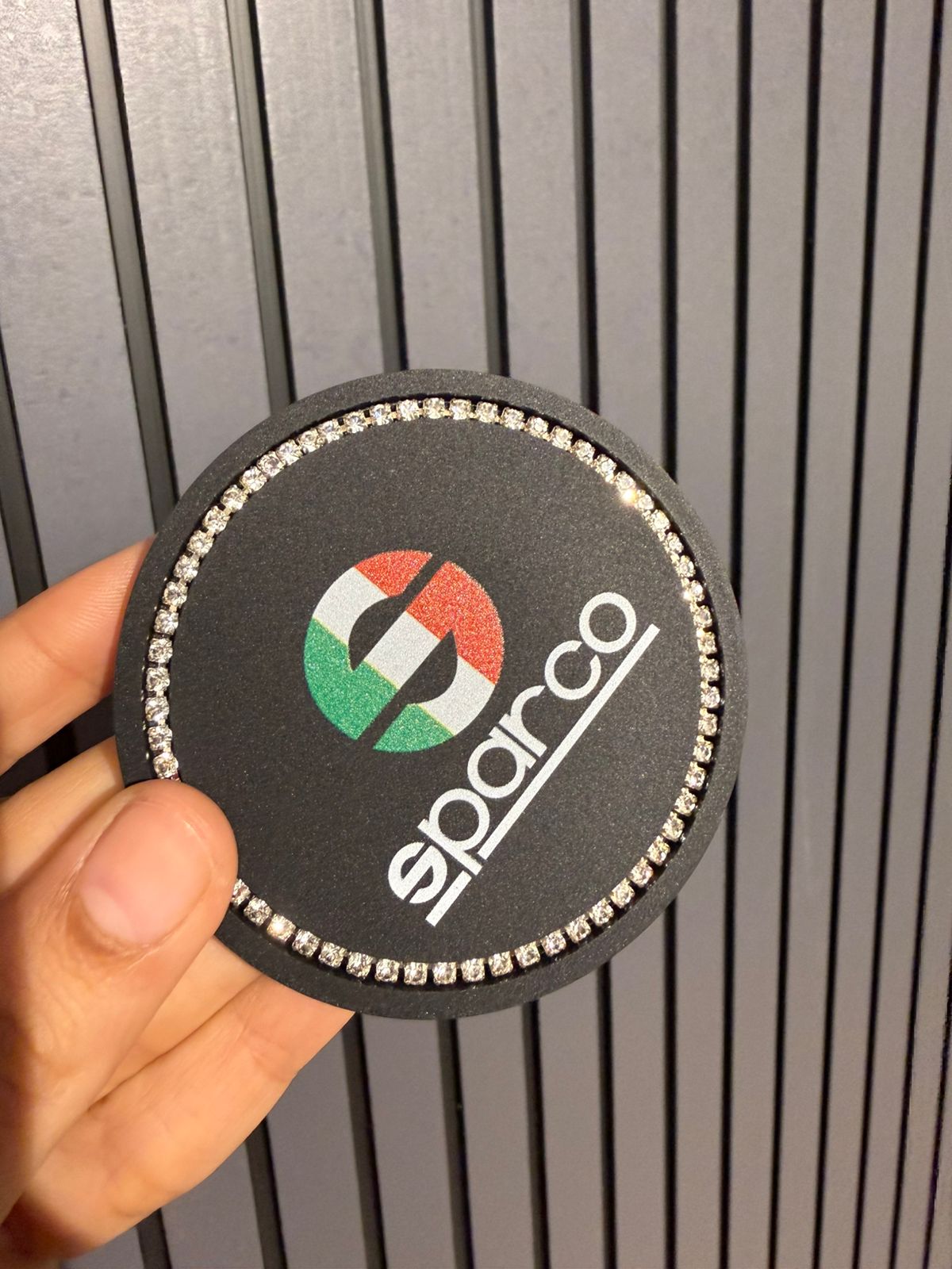 2.75 Inch Silicone Coaster Pad with Elegant Crystal Rhinestone | Car Interior Accessories