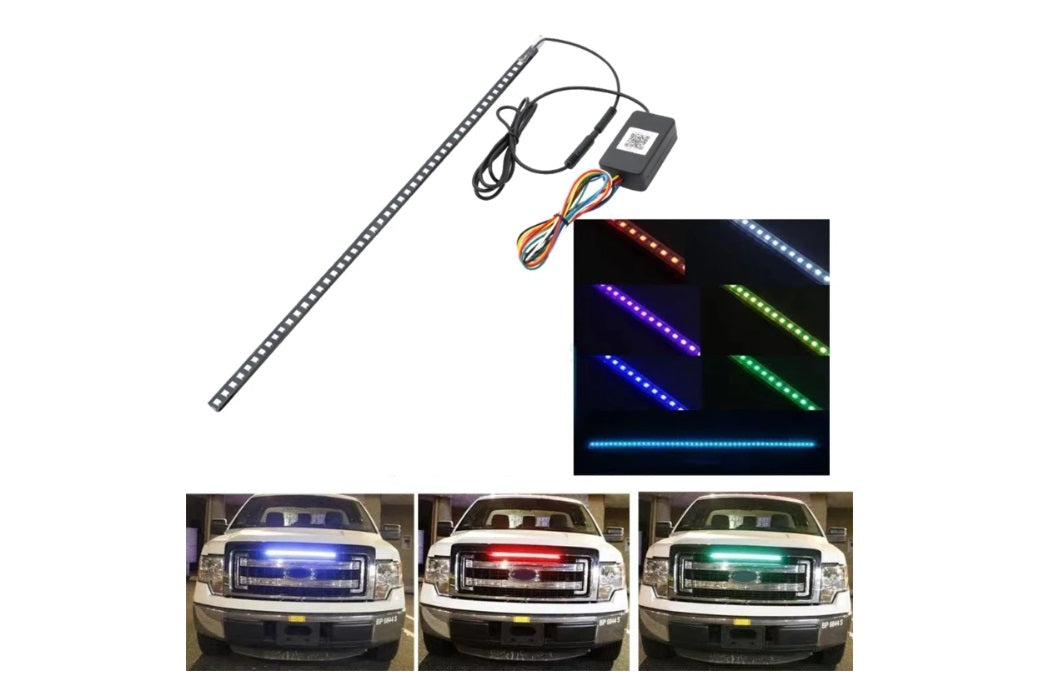 1 set 23.3 inch RGB Knight Rider lights 48 Led 5050 SMD Scanning Knight Rider Light Bar Strip W/Remote Control Turn Signal Third Brake Light M (RGB)