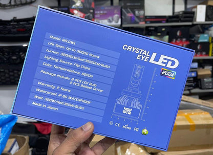 Crystal Eye 2024 LED Headlight Bulbs 320W 32000LM 6500K Cool White, Super Bright Car LED Headlights with Turbo Cooling Fan 13000RPM