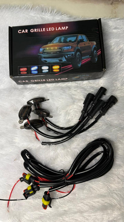 Car Grille LED Light â€“ Universal Waterproof DRL Decorative Grill Lamp for SUV, Jeep, Pickup, Off-Road & Cars (Amber/White/Blue Options)