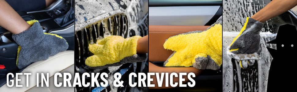 The Stranger Helpful Handy Car Wash Mitt - Yellow, Microfiber Towels for Cars, Detailing Towel - Holds Tons of Soapy Suds, Flexible - Perfect for Car Detailing & Cleaning