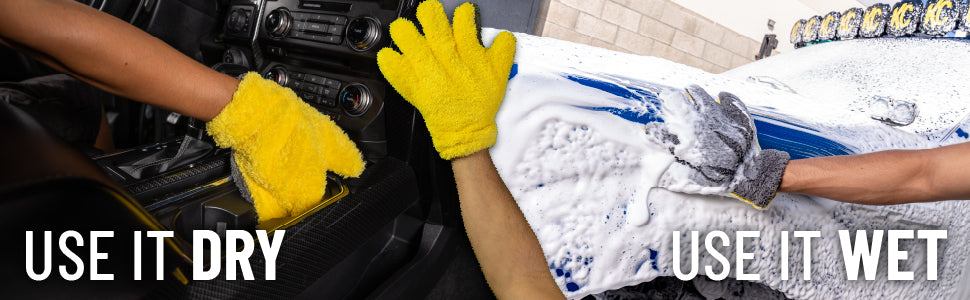 The Stranger Helpful Handy Car Wash Mitt - Yellow, Microfiber Towels for Cars, Detailing Towel - Holds Tons of Soapy Suds, Flexible - Perfect for Car Detailing & Cleaning