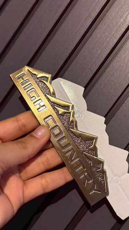 HIGH Country  Logo 12.5 x 2.8cm Car Bike Metal HIGH Country Logo Car Emblem Premium 3D Badge Auto Racing Sport Sticker Grand Tourer Decal