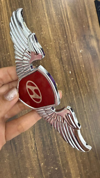 Car Front Hood Emblem– 3D Metal Wing Logo Badge, Self Adhesive Chrome Finish Car Bonnet Logo,