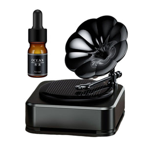 Car Solar Gramophone Rotating Perfume Air Freshener Fragrance Aroma Diffuser (Black)