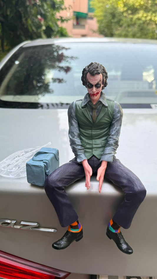 Joker Action Figure Sitting Pose Collectible Statue with Mask & Money Box - Small/Large Size