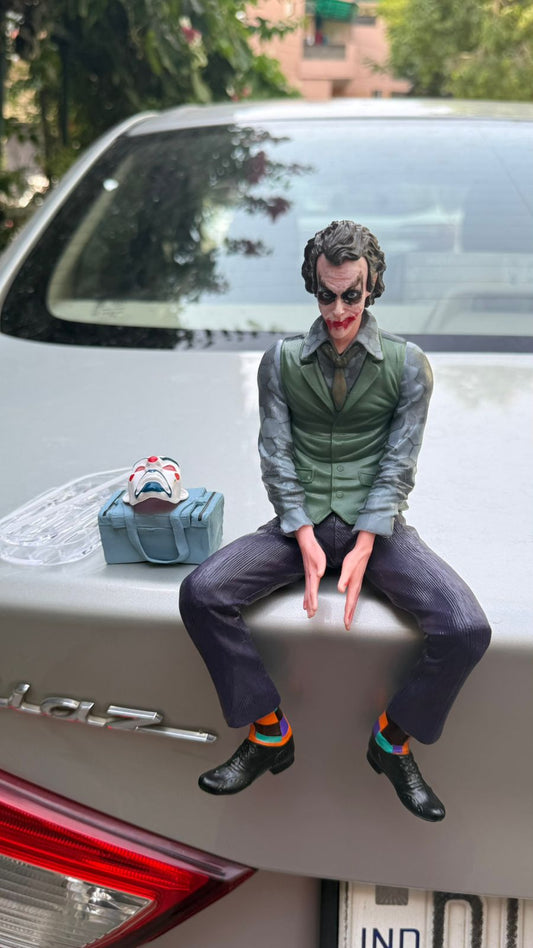 Joker Action Figure Sitting Pose Collectible Statue with Mask & Money Box - Small/Large Size