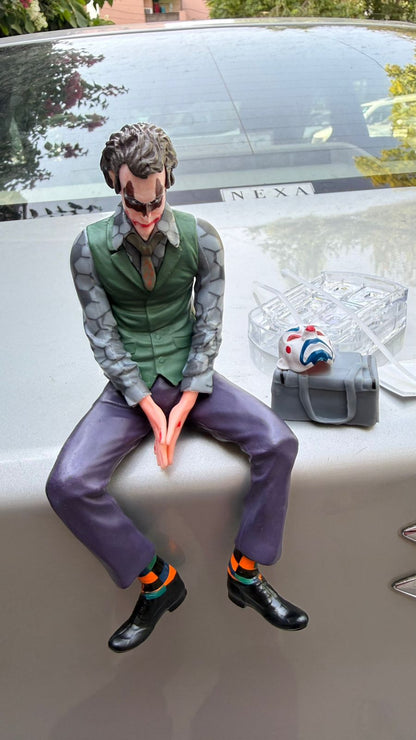 Joker Action Figure Sitting Pose Collectible Statue with Mask & Money Box - Small/Large Size