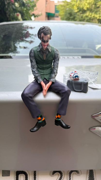 Joker Action Figure Sitting Pose Collectible Statue with Mask & Money Box - Small/Large Size