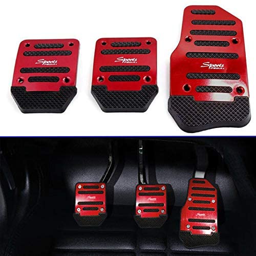 Caroxygen 3 Pcs Non-Slip Manual CS-373 Car Pedals Kit Sports Pad Covers Set for All Cars (Red)