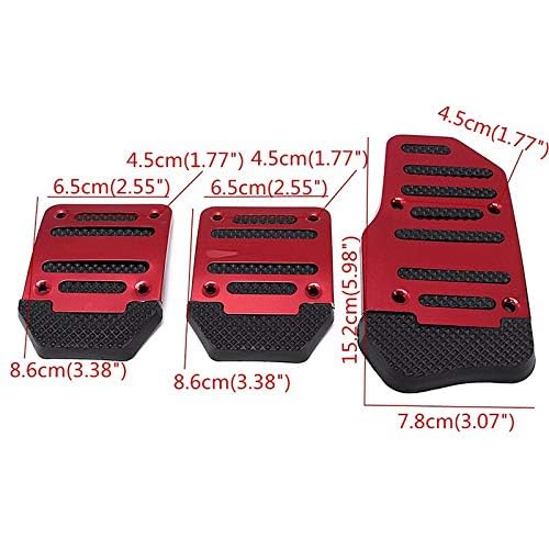 Caroxygen 3 Pcs Non-Slip Manual CS-373 Car Pedals Kit Sports Pad Covers Set for All Cars (Red)