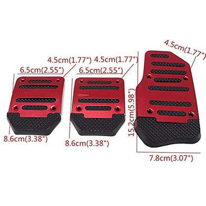 Caroxygen 3 Pcs Non-Slip Manual CS-373 Car Pedals Kit Sports Pad Covers Set for All Cars (Red)