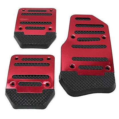 Caroxygen 3 Pcs Non-Slip Manual CS-373 Car Pedals Kit Sports Pad Covers Set for All Cars (Red)