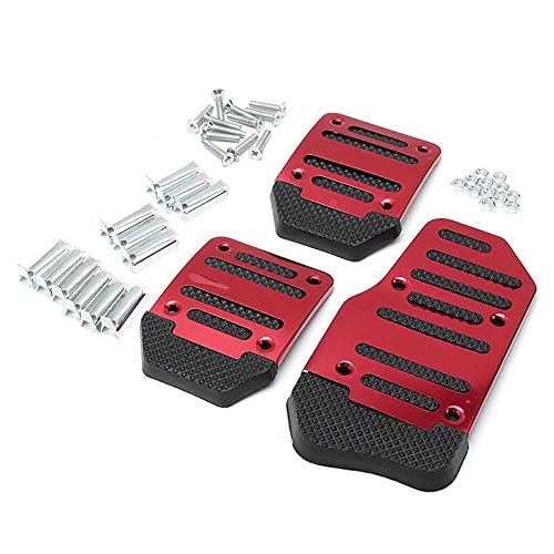 Caroxygen 3 Pcs Non-Slip Manual CS-373 Car Pedals Kit Sports Pad Covers Set for All Cars (Red)