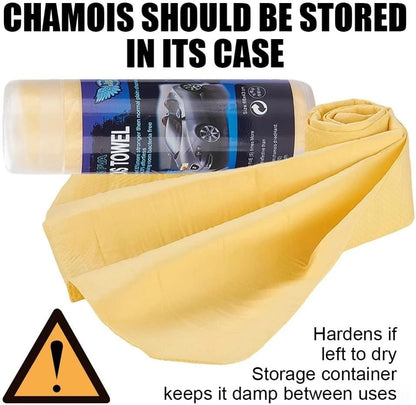 Premium Chamois Cloth for Car - 1pack - Yellow Car Shammy Towel - 26â€x17â€ - Super Absorbent Reusable Shammy Cloth for Car - Scratch-Free