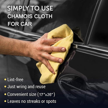 Premium Chamois Cloth for Car - 1pack - Yellow Car Shammy Towel - 26â€x17â€ - Super Absorbent Reusable Shammy Cloth for Car - Scratch-Free