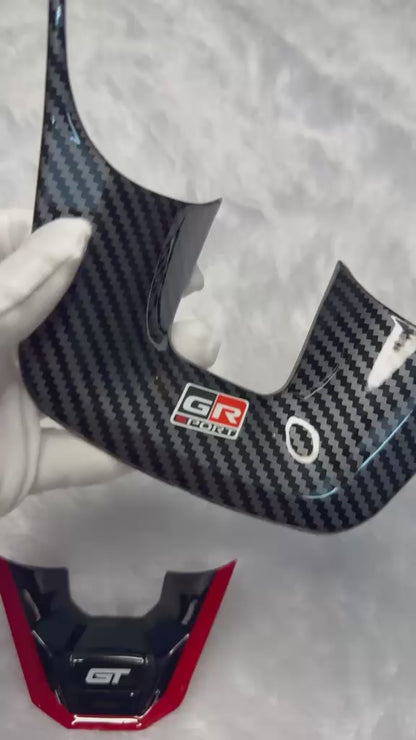GR Sport Carbon Fiber Style Steering Wheel Trim Cover | Premium ABS Interior Steering Garnish