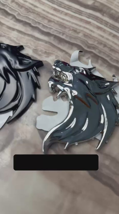 Caroxygen 3D Metal Wolf Emblem for Cars, Bikes & SUVs, Premium Gold Right Wolf Logo Sticker, Waterproof Self-Adhesive Metal Badge Decal, Universal Exterior Accessory