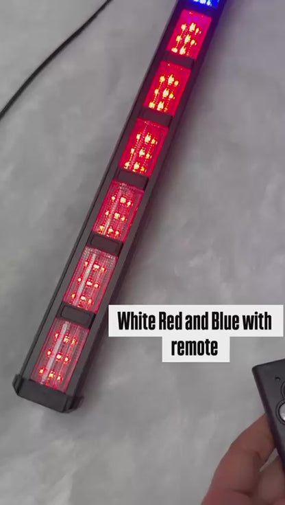 White ,Red and Blue LED Emergency Warning Strobe Lights Traffic Advisor Directional Safety Caution Warning Flashing Light Bar for Windshield Rooftop Trucks Police Cars (Square)