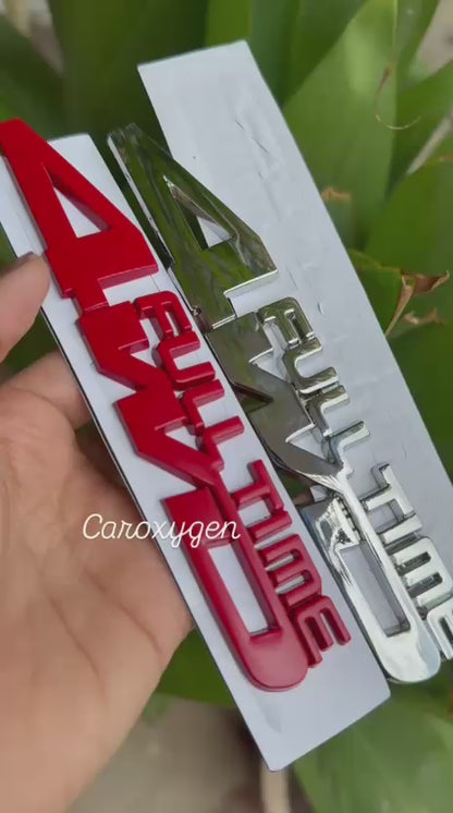 4WD Full Time Metal Car Emblem Badge – Premium 3D Logo Sticker