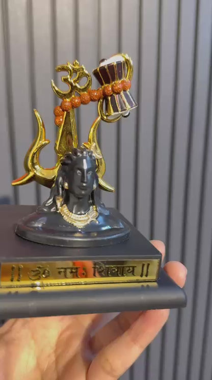 Premium Decorative Showpiece for Home, Car Dashboard, Office & Temple.Lord Shiva Idol with Trishul & Damru | Om Namah Shivaya Shiv Statue. Size-10cm