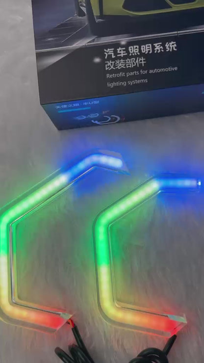 Universal RGB LED Angel Eyes DRL Headlight  | Multicolor Bluetooth/App Control