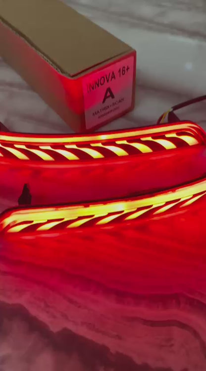 Innova Crysta 2016+ LED Bumper Reflector Light | Matrix Scanning Tail Light | Sequential Indicator | Red Running Brake Light | Plug & Play Rear DRL Kit (Set of 2)