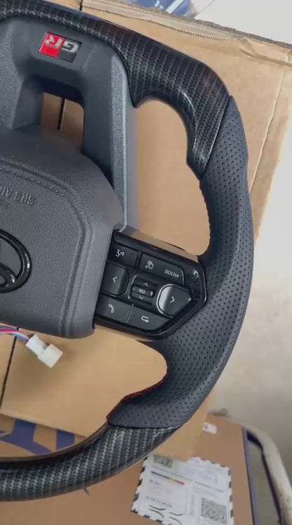 Caroxyen Real Carbon Fiber Steering Wheel for Toyota Hilux|OEM Multi-Function Button Compatible