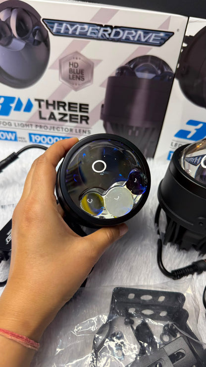 HYPERDRIVE 190W Triple Laser Bi-LED Fog Projector Light | HD Blue Lens | 1000M Long Range