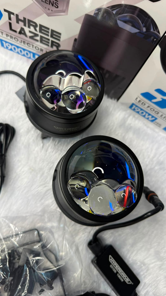 HYPERDRIVE  3 INCH 190W Triple Laser LED Fog light Projector -1 year warrenty