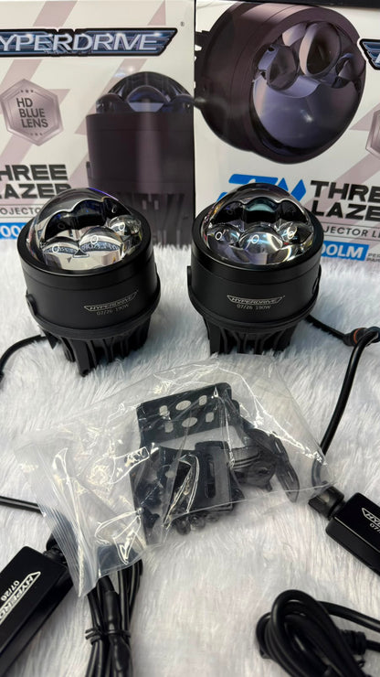 HYPERDRIVE 190W Triple Laser Bi-LED Fog Projector Light | HD Blue Lens | 1000M Long Range